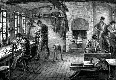 Une boutique de couteliers, vers 1880 - Unbekannt