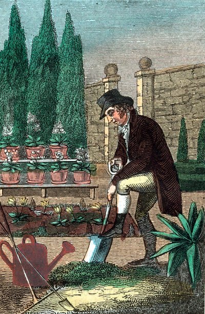 Un jardinier creusant avec une bêche, 1821 - Unbekannt