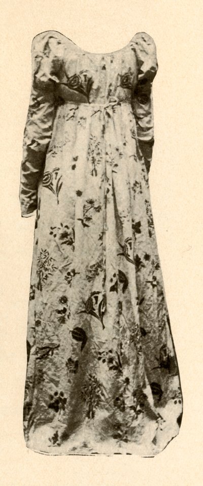 Une robe en chintz glacé buff, portée par Madame Chevalier, vers 1795, 1937 - Unbekannt