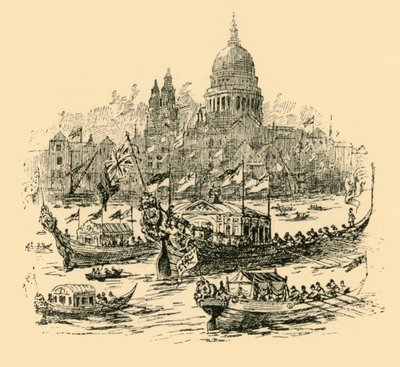 Une grande procession de barges décorées de Whitehall à Limehouse, 1907 - Unbekannt