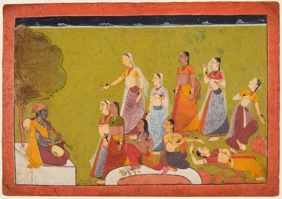 Un groupe de femmes en extase devant Madhava, d