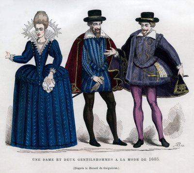 Une dame et deux messieurs en costume français de 1605, 1882-1884 - Unbekannt