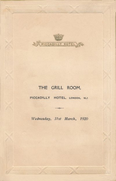 Menu pour The Grill Room de l