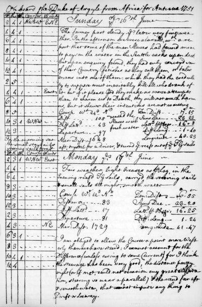 Une page du journal de John Newton, 1750-1754 - Unbekannt