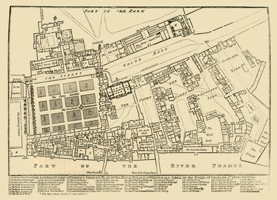 Copie réduite du plan au sol de Fisher du palais royal de Whitehall, 1680, 1881 - Unbekannt