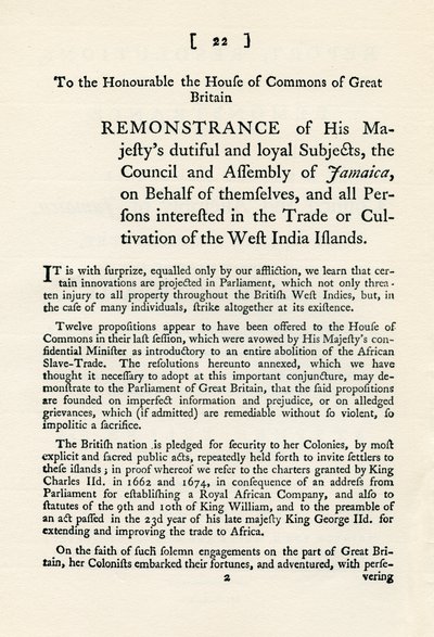 Une remontrance sur le sujet de la traite des esclaves, 1789 - Unbekannt