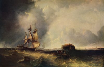Un navire et des hommes dans une barque au large de Calais, vers 1830, 1938 - Unbekannt