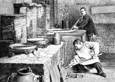 Une étape dans la séparation du radium de la pechblende utilisant du carbonate de sodium, vers 1900 - Unbekannt