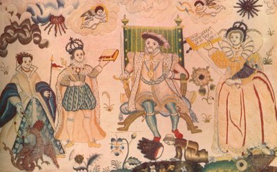 Une tapisserie représentant Henri VIII, Édouard VI et Élisabeth I. Pensée être élisabéthaine, 1914 - Unbekannt