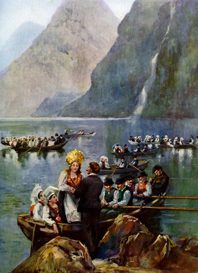 Une procession de mariage sur des bateaux, Norvège - Unbekannt