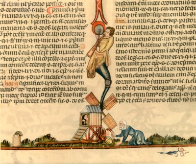 Une femme mettant le feu à un moulin à poteaux, vers 1340, 1947 - Unbekannt