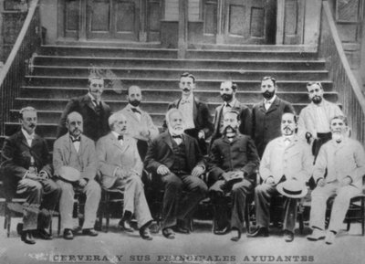 Amiral Cervera et ses principaux officiers dont le capitaine Eulate, vers 1910 - Unbekannt