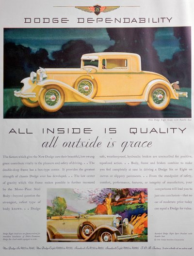 Publicité pour les voitures Dodge, 1931 - Unbekannt