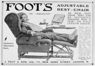 Publicité pour le fauteuil réglable Foots Burlington, 1916 - Unbekannt