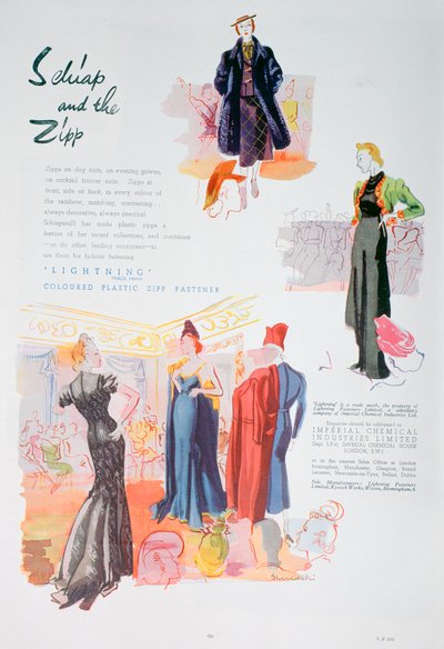 Publicité pour les fermetures éclair en plastique coloré Lightning par ICI, 1937 - Unbekannt