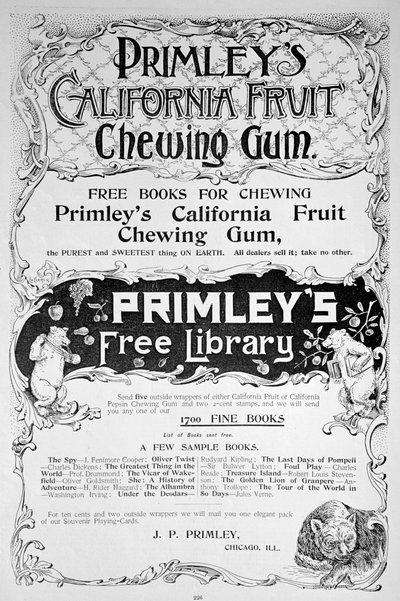 Publicité pour le chewing-gum aux fruits de Californie de Primleys, 1894 - Unbekannt