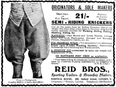 Publicité pour Reid Bros, tailleurs sportifs et fabricants de culottes - Unbekannt