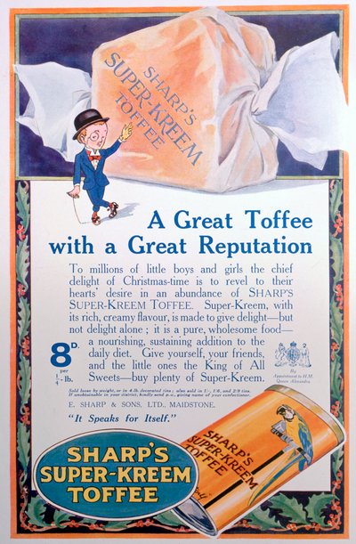Publicité pour Sharps Super-Kreem Toffee, 1922 - Unbekannt