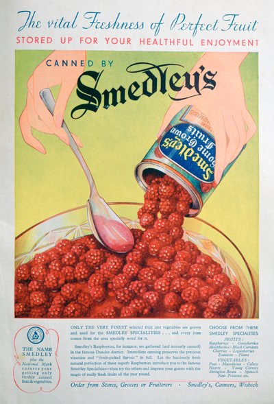 Publicité pour les fruits en conserve Smedleys, 1936 - Unbekannt