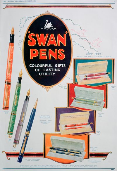 Publicité pour les stylos Swan, 1928 - Unbekannt