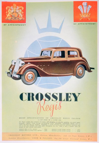 Publicité pour la voiture Crossley Regis, 1935 - Unbekannt