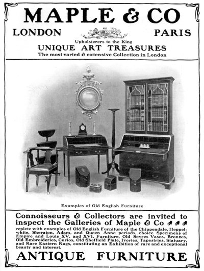 Publicité pour Maple & Co de Londres, vendeurs de meubles anciens, 1901 - Unbekannt