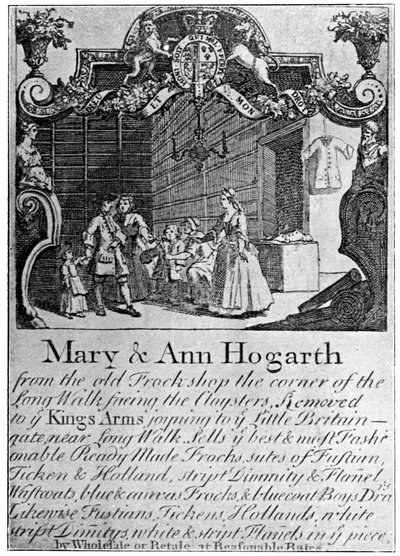 Publicité pour la boutique de drapiers de Mary et Ann Hogarth, début-milieu du XVIIIe siècle, 1901 - Unbekannt