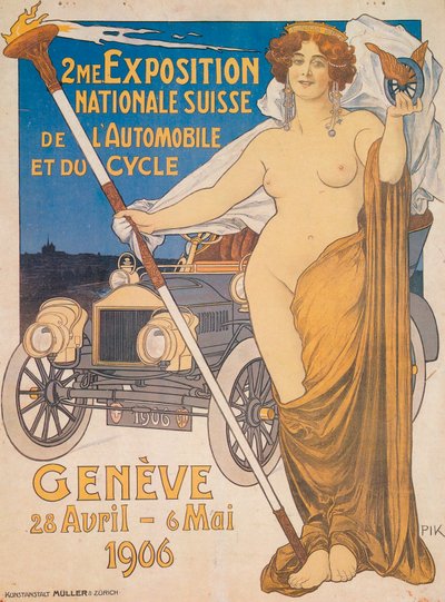Publicité pour la deuxième exposition nationale suisse de voitures et de bicyclettes, Genève, 1906 - Unbekannt