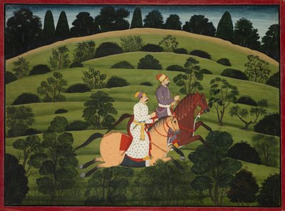Akrura se dirige vers Dwarka, page du grand Basohli Bhagavata Purana, vers 1760-1765 - Unbekannt