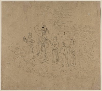 Album de thèmes taoïstes et bouddhistes : Procession de divinités taoïstes : Feuille 10, 1200s - Unbekannt