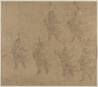 Album de thèmes taoïstes et bouddhistes : Procession de divinités taoïstes : Feuille 14, 1200s - Unbekannt