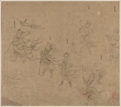 Album de thèmes taoïstes et bouddhistes : Procession de divinités taoïstes : Feuille 15 - Unbekannt