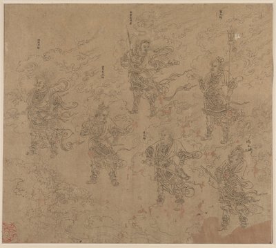 Album de thèmes taoïstes et bouddhistes : Procession de divinités taoïstes : Feuille 16, 1200s - Unbekannt