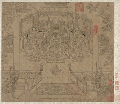 Album de thèmes taoïstes et bouddhistes : Procession de divinités taoïstes : Feuille 1, années 1200 - Unbekannt