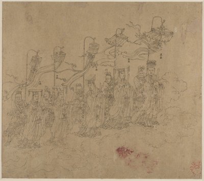 Album de Thèmes Taoïstes et Bouddhistes : Procession de Divinités Taoïstes : Feuille 5, 1200s - Unbekannt
