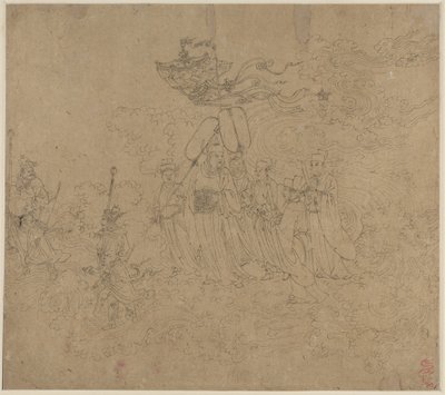 Album de thèmes taoïstes et bouddhistes : Procession de divinités taoïstes : Feuille 6 - Unbekannt