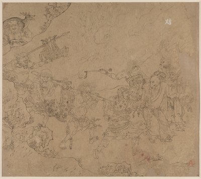 Album de thèmes taoïstes et bouddhistes : Recherche de la montagne : Feuille 45, 1200s - Unbekannt