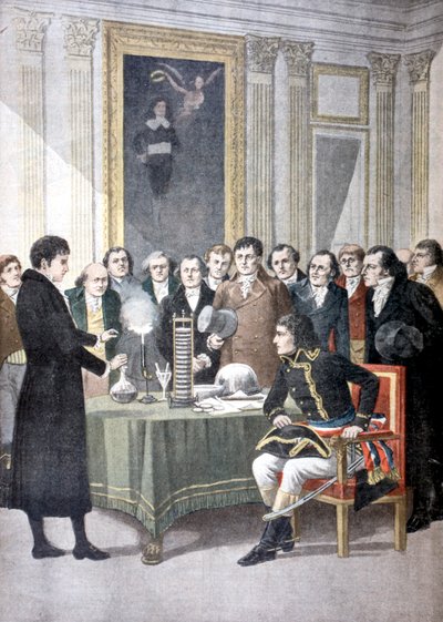 Alessandro Volta, démontrant sa pile à Napoléon, vers 1800, 1901 - Unbekannt