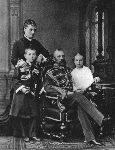 Alexandre II de Russie et la princesse Ekaterina Mikhailovna Yurievskaya avec enfants - Unbekannt