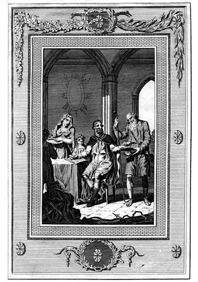Alfred le Grand partageant son pain avec un pauvre pèlerin, 9ème siècle, 1772 - Unbekannt
