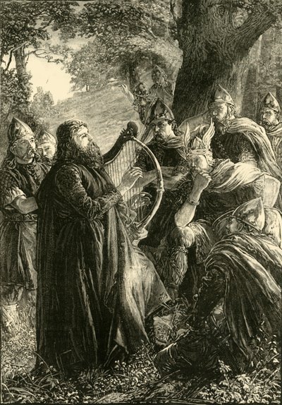 Alfred le Grand, déguisé en harpiste, jouant devant Guthrum, 878, 1890 - Unbekannt