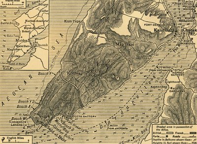 Positions alliées sur la péninsule de Gallipoli en Turquie, Première Guerre mondiale, juillet 1915, vers 1920 - Unbekannt