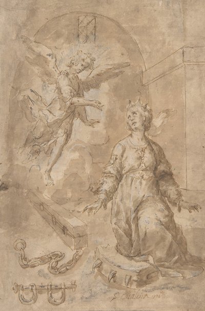 Un Ange Apparaissant à Sainte Catherine d