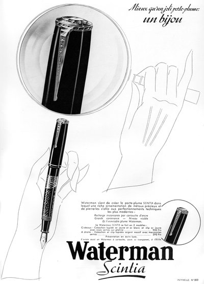 Une publicité pour les stylos Waterman, 1938 - Unbekannt