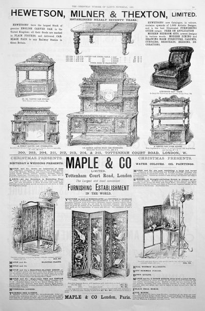 Une page publicitaire dans le magazine Ladys Pictorial de Noël 1891 - Unbekannt