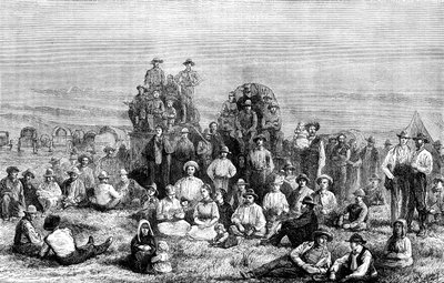 Un campement de convertis mormons dans le désert, vers 1846 - Unbekannt
