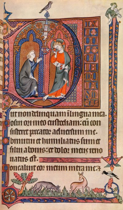 Une page illuminée du Psautier Vaux-Bardolf, vers 1310, 1937 - Unbekannt