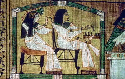 Image sur un papyrus égyptien de joueurs de draughts, Livre des Morts d
