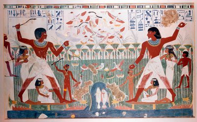 Les anciens Égyptiens chassant les oiseaux sauvages avec des bâtons de jet - Unbekannt
