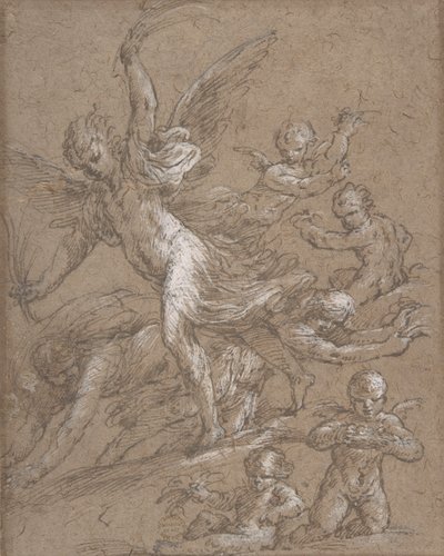 Anges et Putti, 17ème siècle - Unbekannt